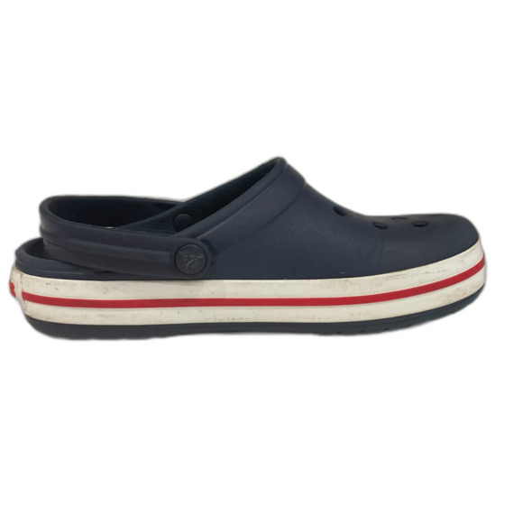 Adult Unisex Navy Crocs Clogs with White & Red Accents on Sole Size 6W / 4M - Picture 11 of 15
